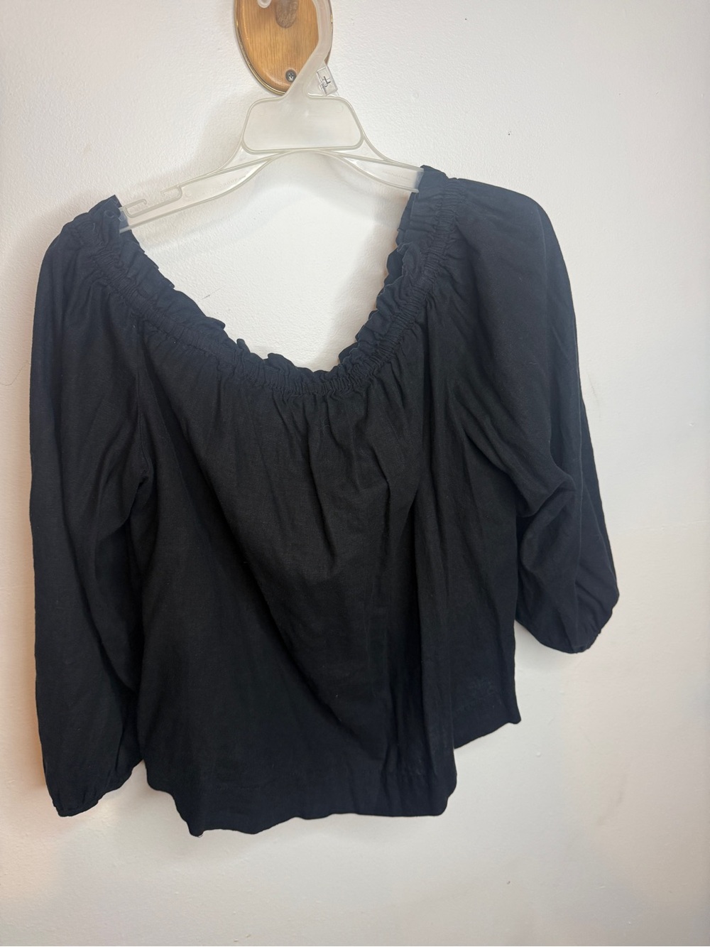 Womens Black Peasant Blouse - Classic Off-Shoulder Top